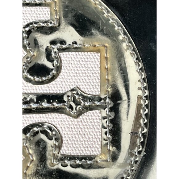 Tory Burch Vinyl Canvas Metallic Shiny Gold Large Tote Bag 16 x 11 x 7" - Picture 10 of 15